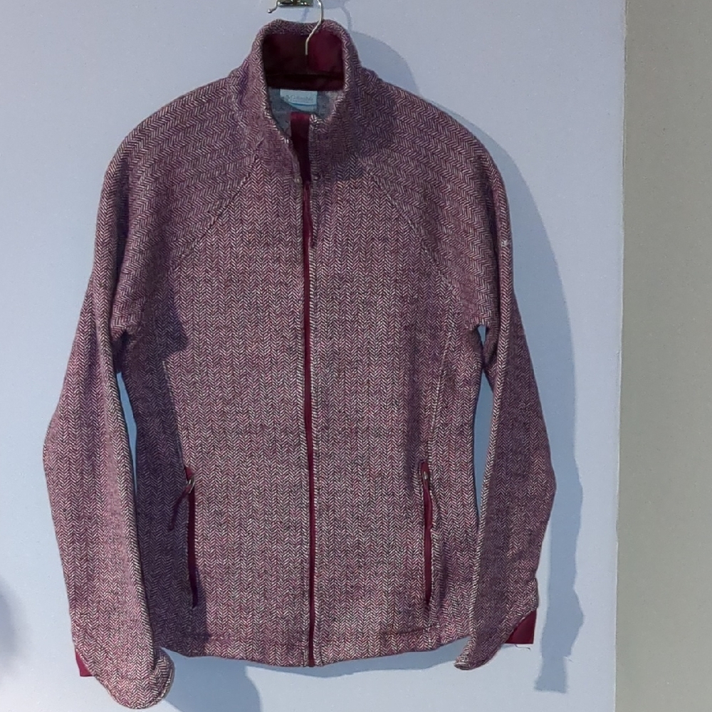 Columbia Women's Medium Sweater Fleece Full zip Burgandy